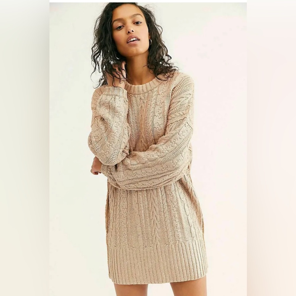 Free People Gold Sweater Dress